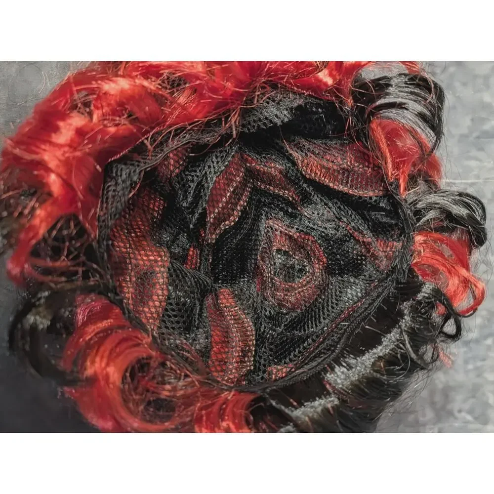 Black & Red Wig Halloween Unisex Costume Accessory Curly